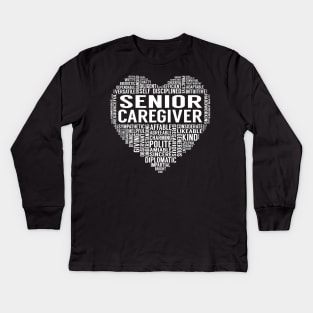 Senior Caregiver Heart Kids Long Sleeve T-Shirt